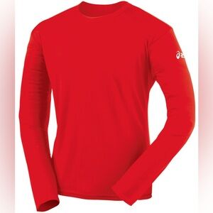 ASICS Men's Small Circuit 7 Red Warm-Up Long Sleeve Shirt BT632 NWT